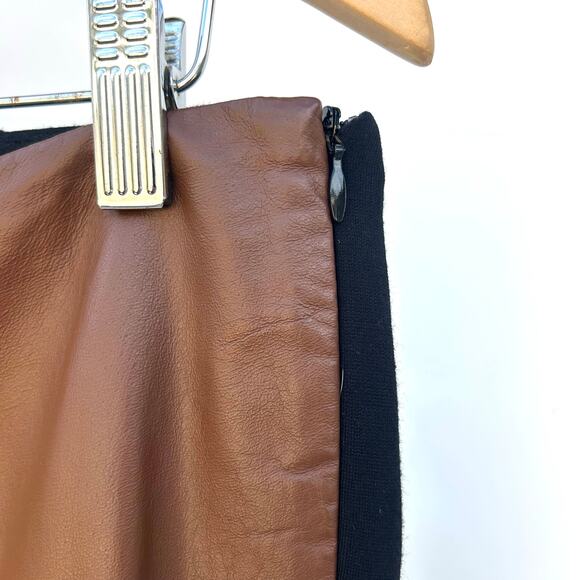 Vintage Neiman Marcus Camel Leather Front Pants Stretchy Low Rise Large Leggings - Picture 6 of 8